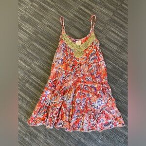 Free People Lavender and Coral Sundress with Sequin Trim Size Medium